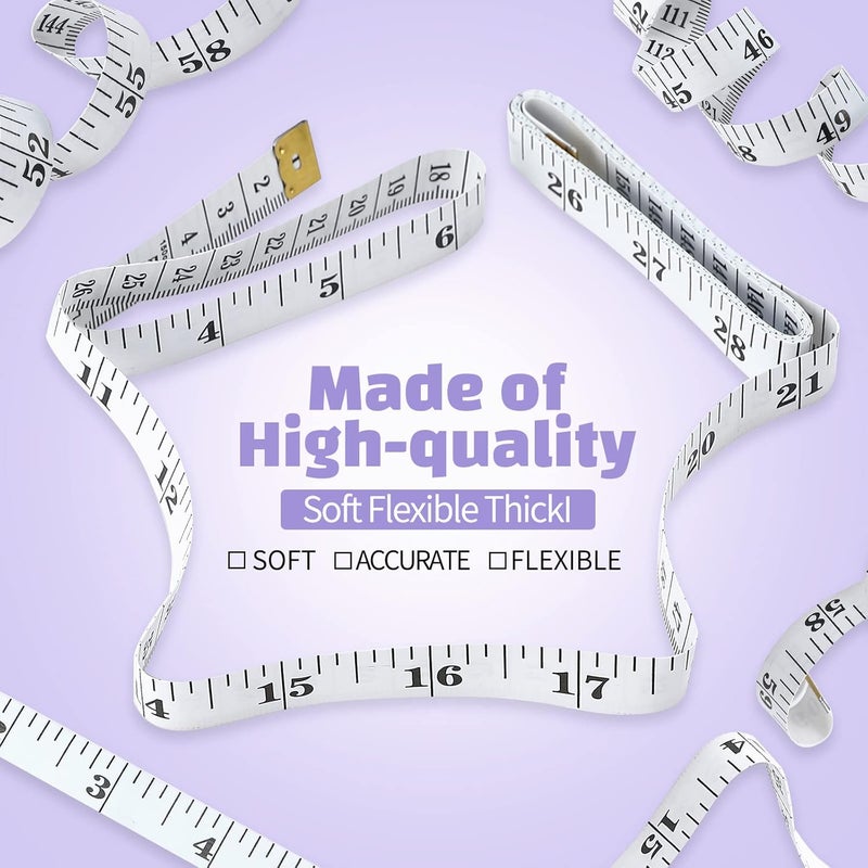 GliSun Soft Tape Measure 24 Pack Measuring Tape Bulk for Body Sewing Tailor Cloth Vinyl Measurement Craft Supplies,150cm/60inch Accurate Soft Double Scale Ruler-White - Image 3